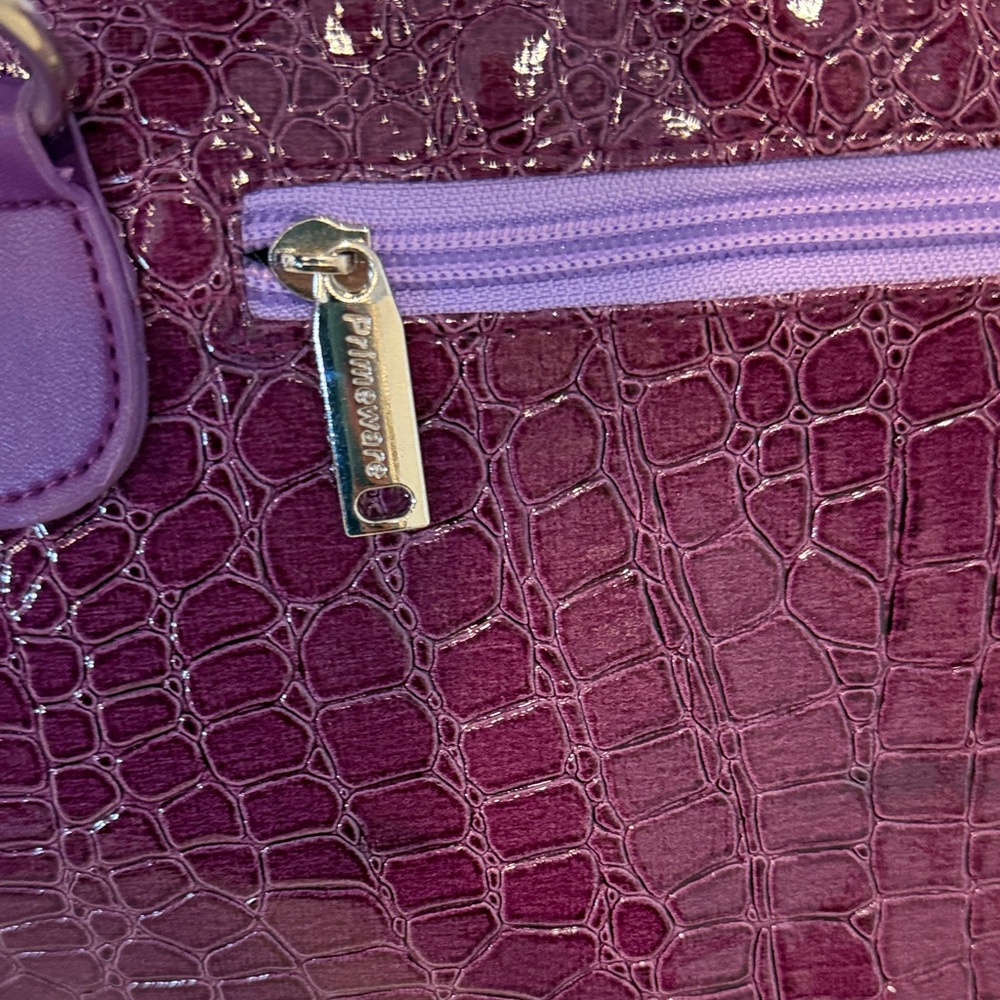 Primeware Purple Crocodile-Embossed Wine Tote Insulated Bag - Picture 2 of 7